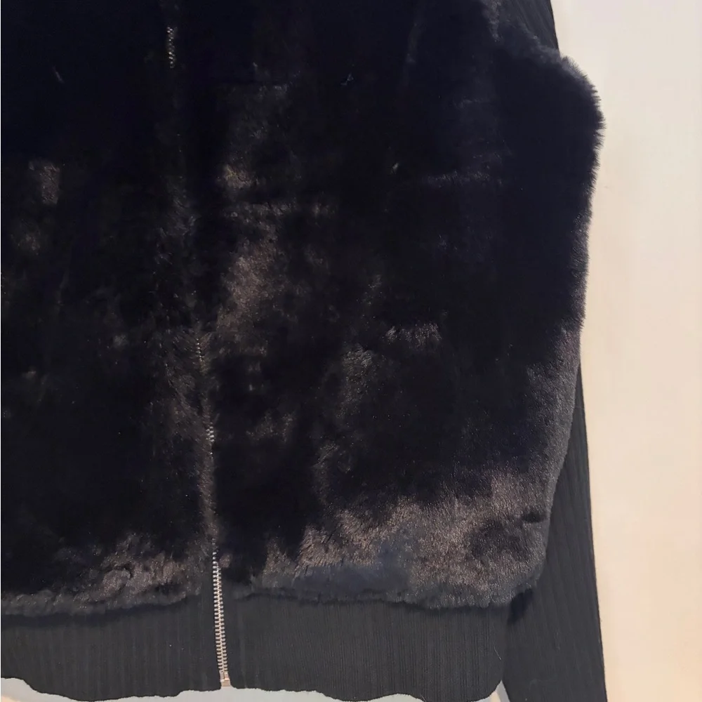 Black Faux Fur Women's Jacket - Picture 3 of 6